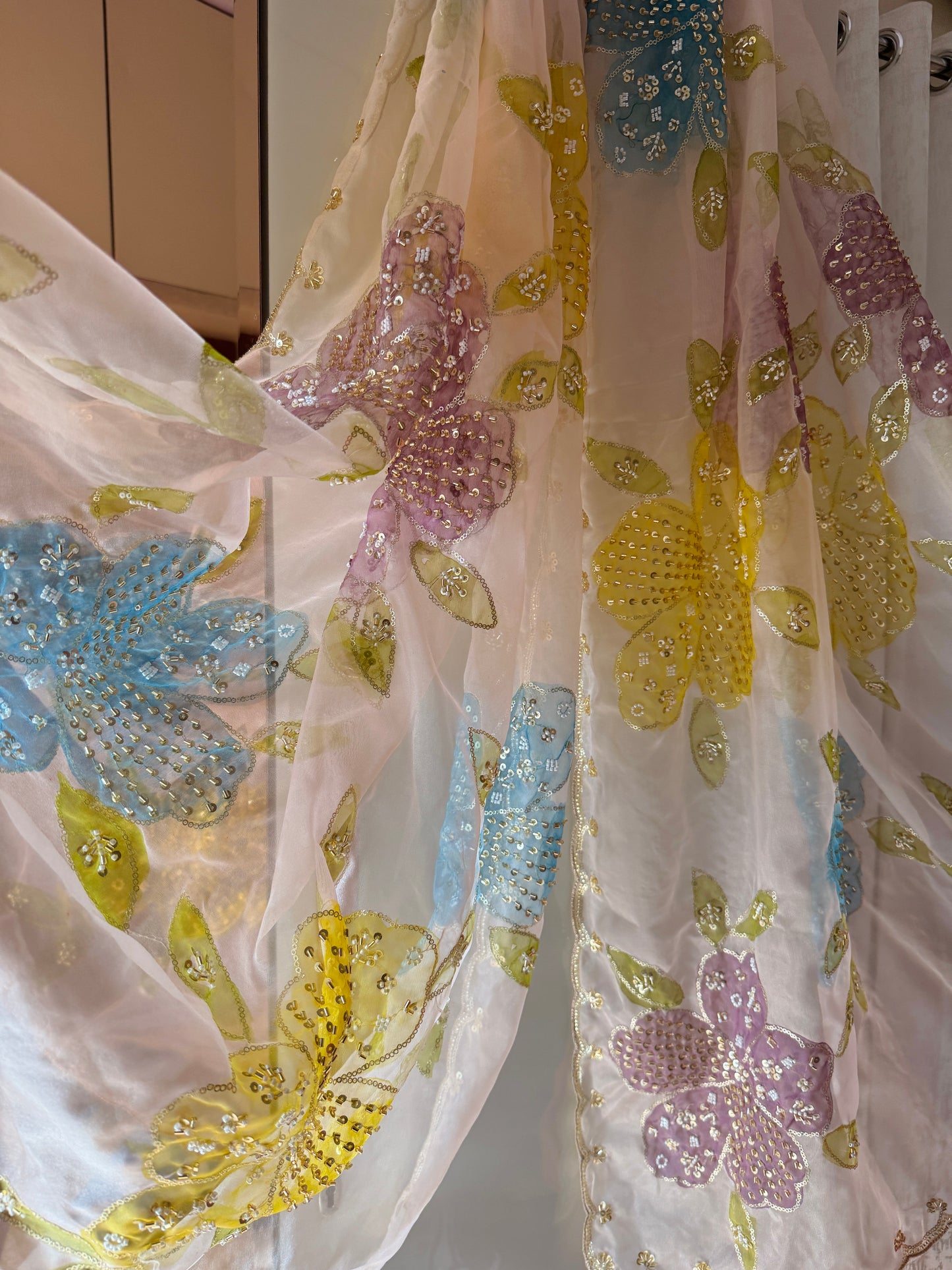 Pakistani Handpainted Organza Dupatta | Premium Soft Organza | Lightweight Partywear Dupatta