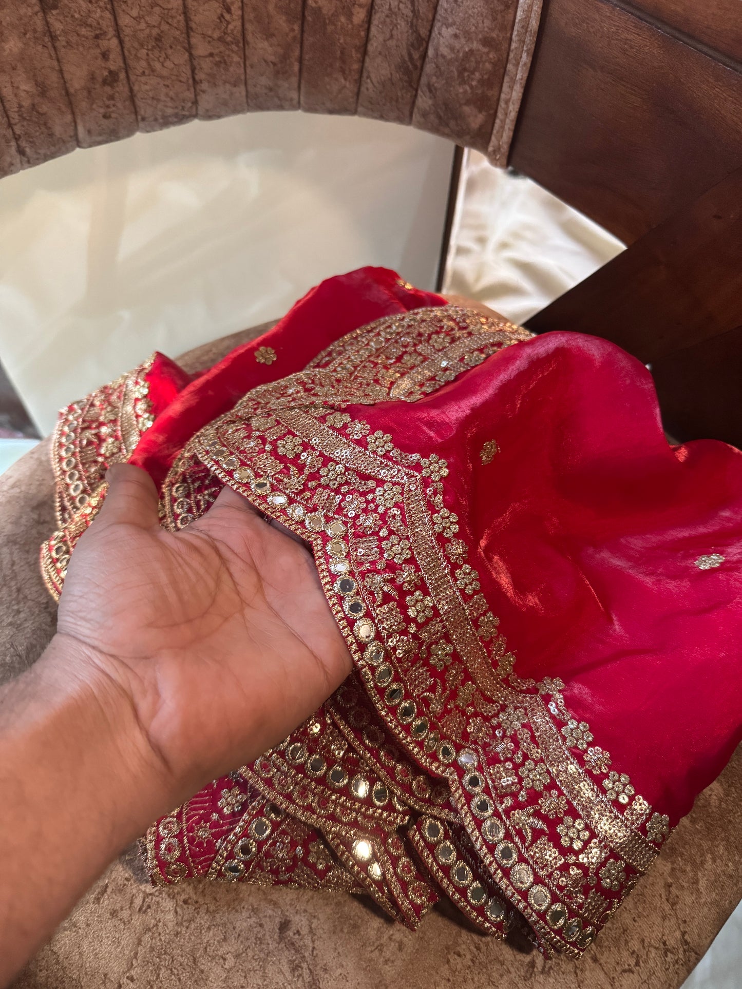 Pink Silky Cutwork Dupatta | Zari & Sequins Work | Designer Ethnic Dupatta