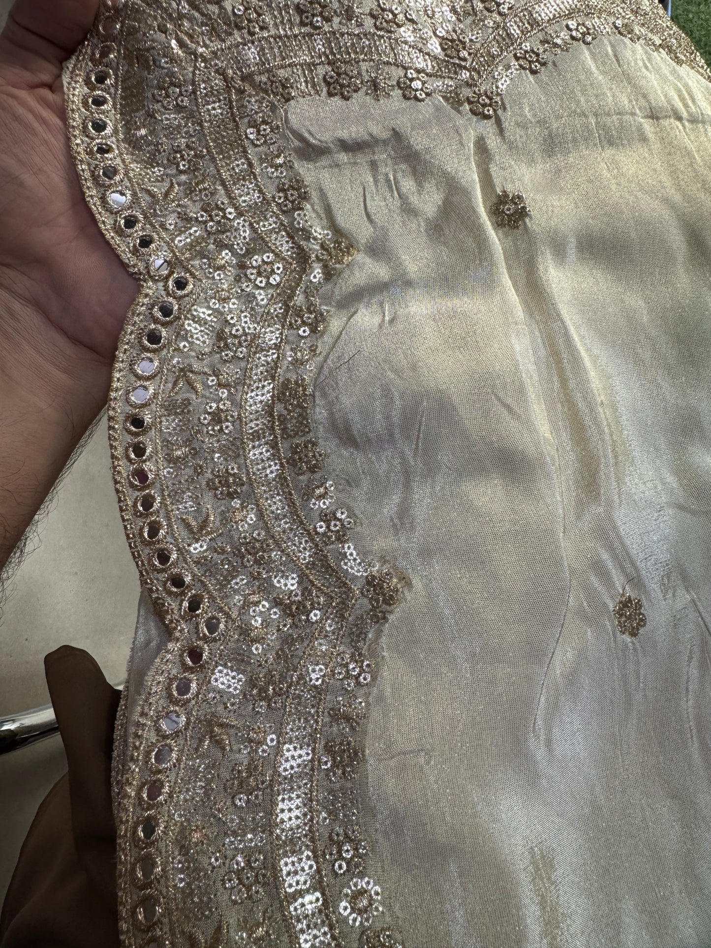 Tissue Cutwork Mirror Work Dupatta