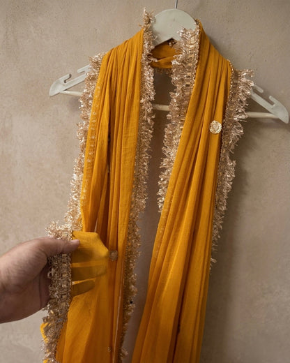 Mustard Yellow Zari Border Dupatta | Traditional Indian Ethnic Dupatta