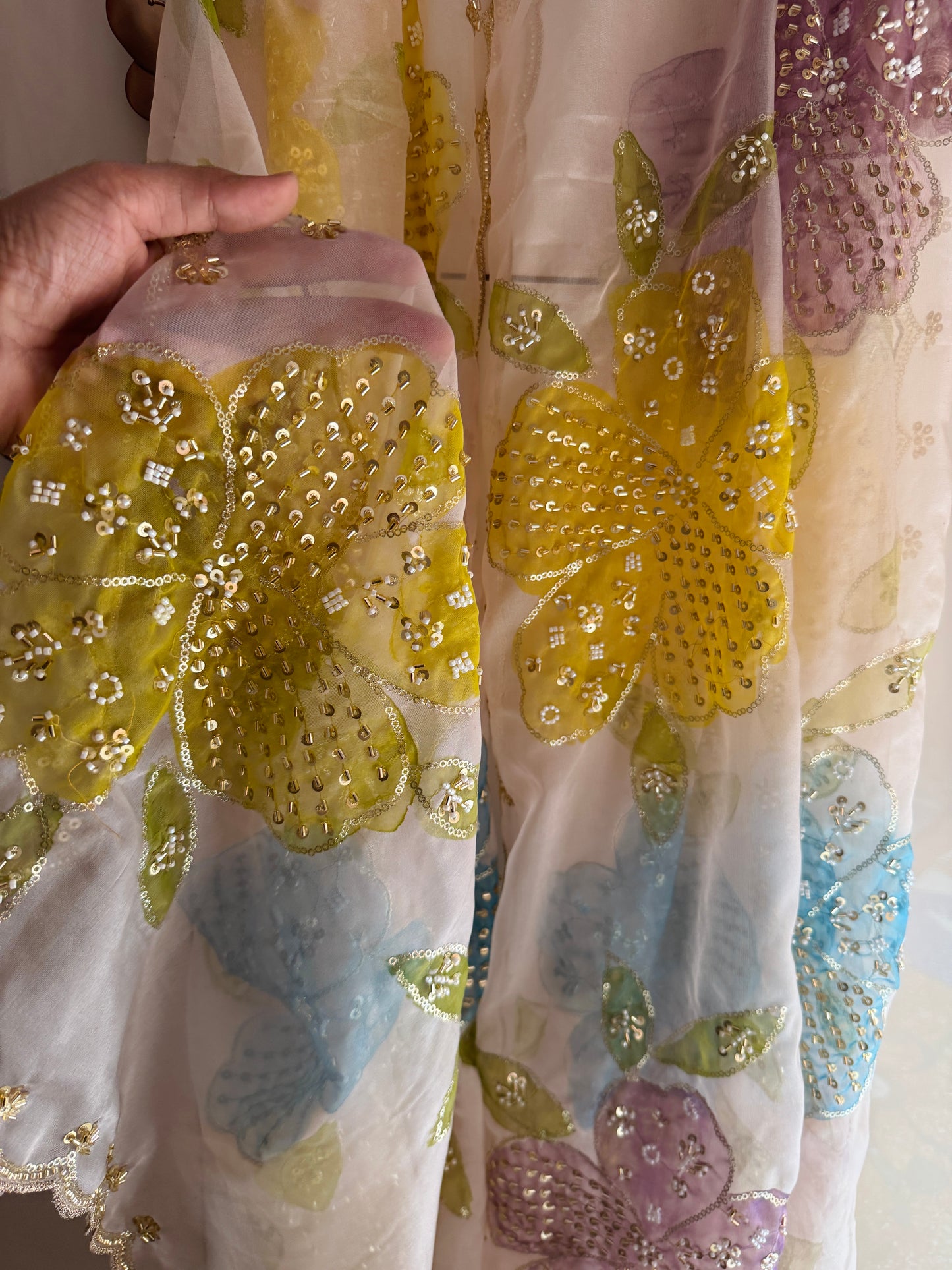 Pakistani Handpainted Organza Dupatta | Premium Soft Organza | Lightweight Partywear Dupatta