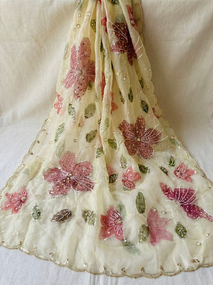 Hand-Painted Organza Designer Dupatta