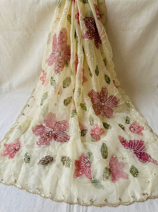 Hand-Painted Organza Designer Dupatta
