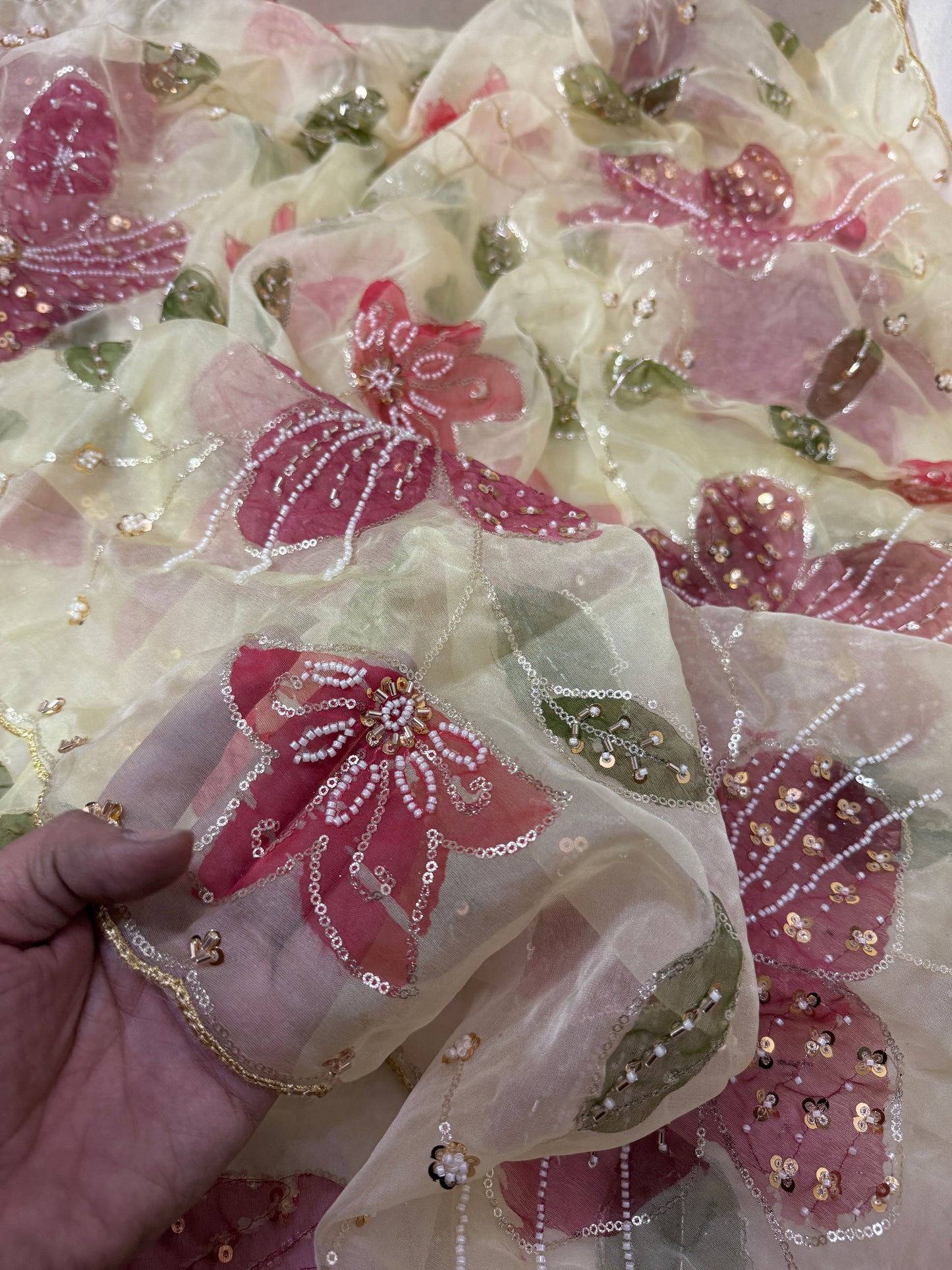 Hand-Painted Organza Designer Dupatta