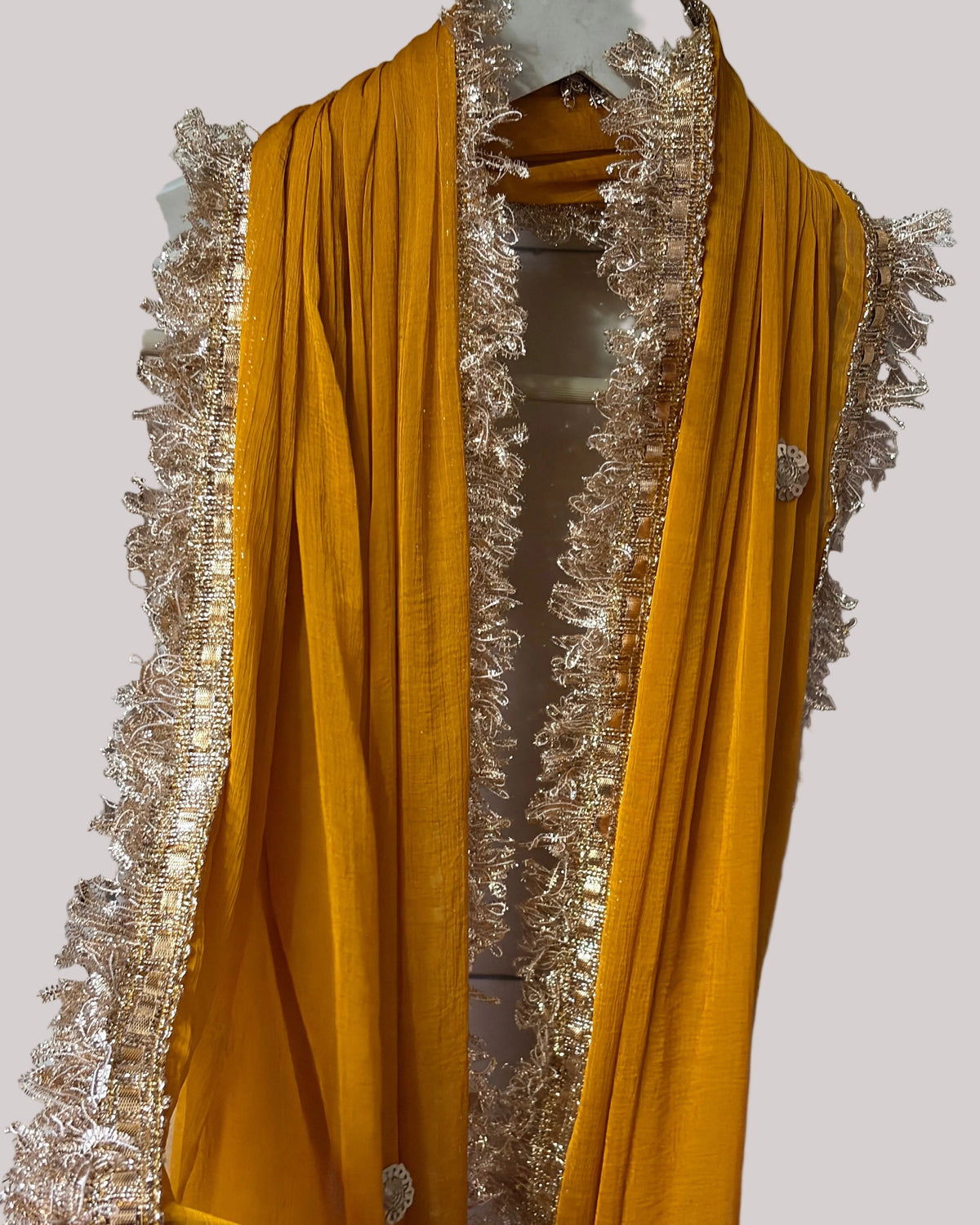 Mustard Yellow Zari Border Dupatta | Traditional Indian Ethnic Dupatta