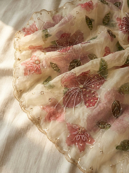Hand-Painted Organza Designer Dupatta