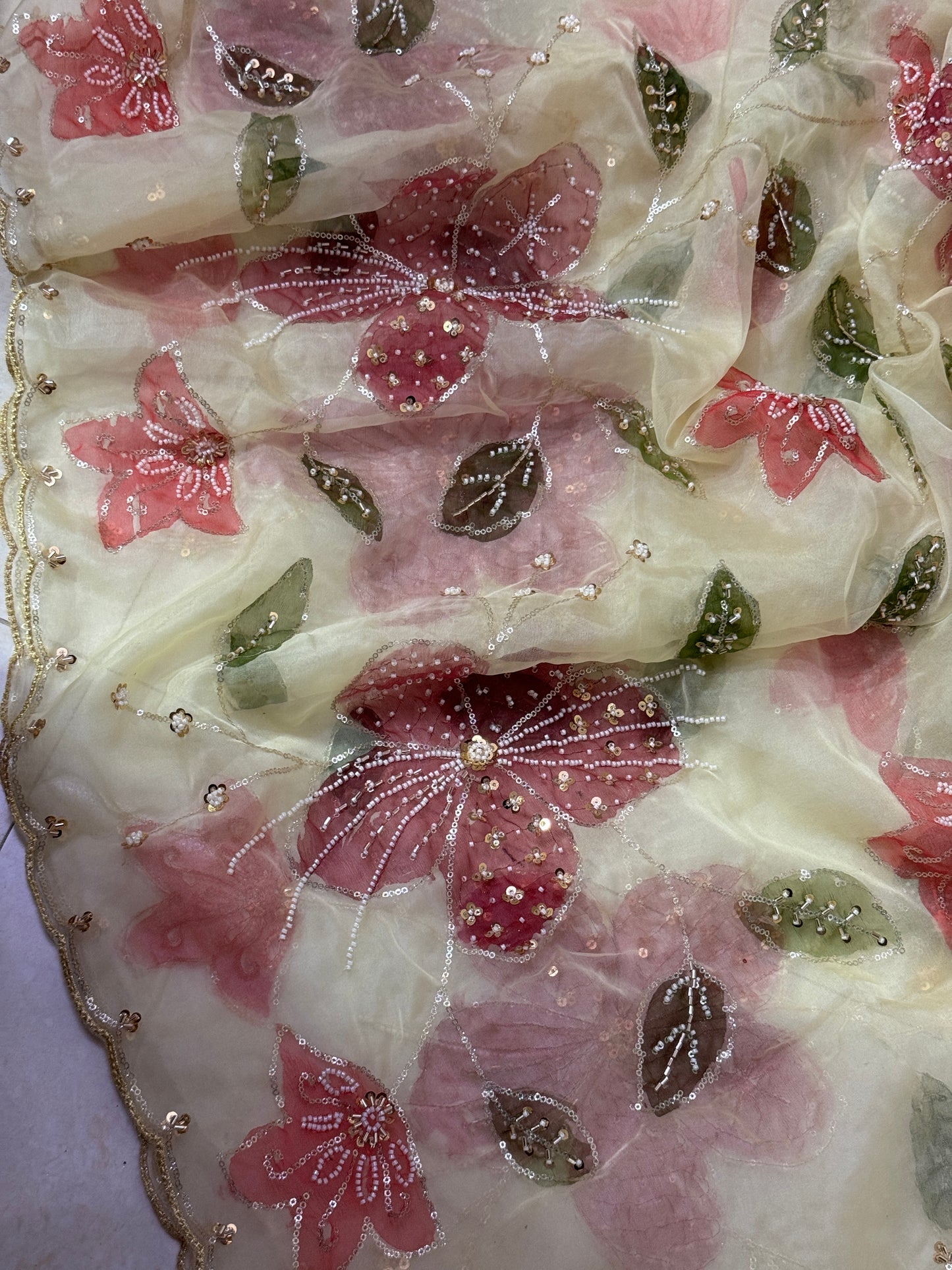 Hand-Painted Organza Designer Dupatta