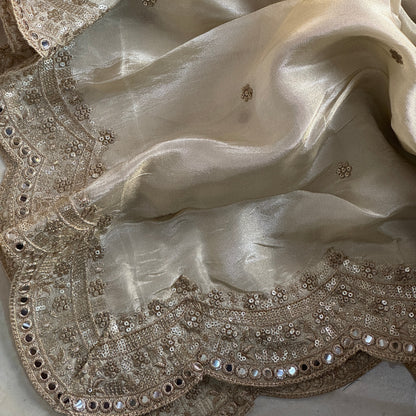 Tissue Cutwork Mirror Work Dupatta