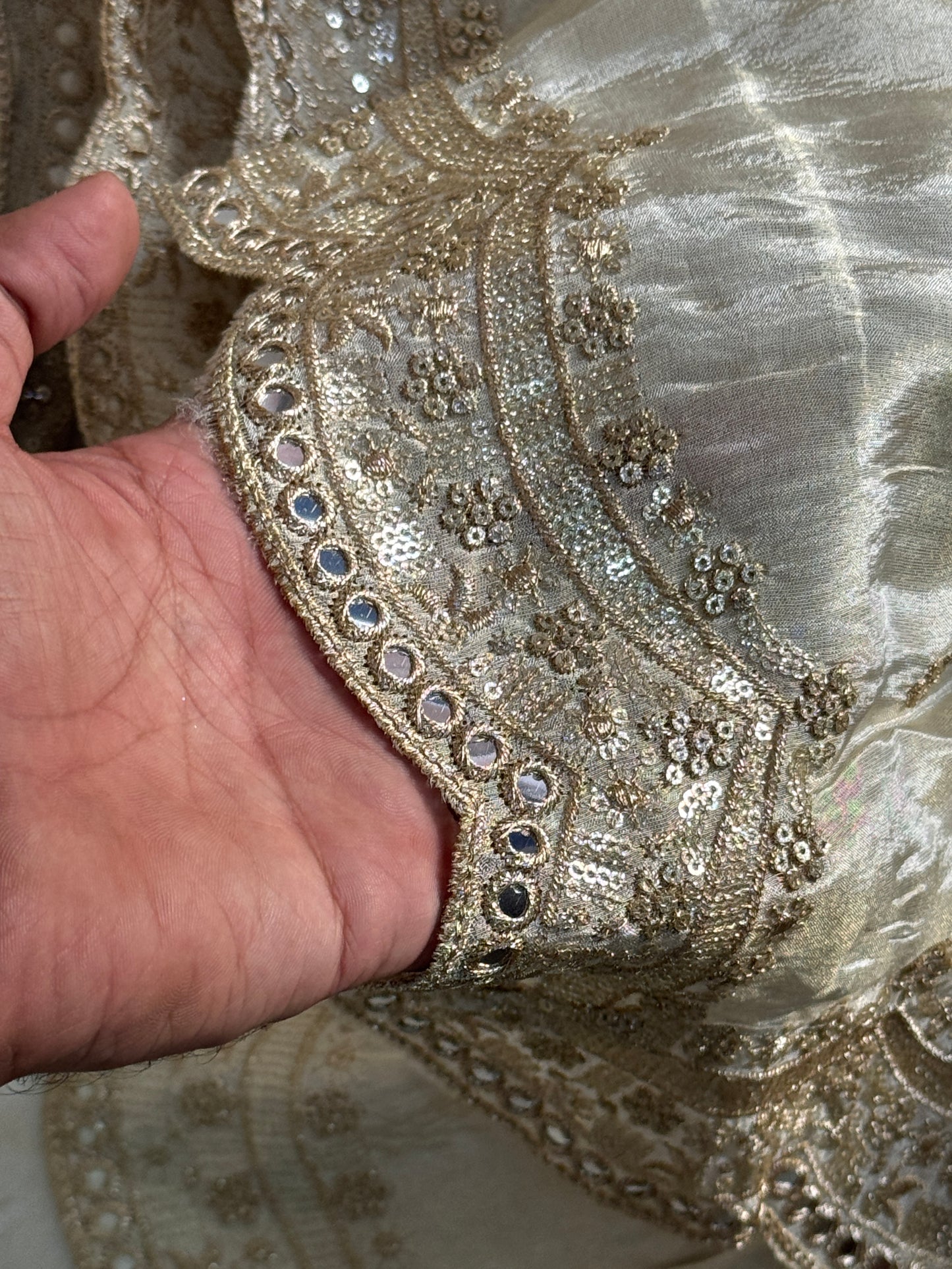 Tissue Cutwork Mirror Work Dupatta