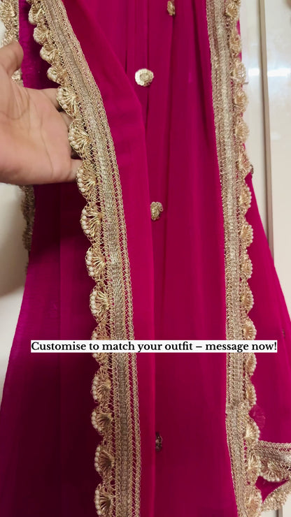 Pink Chiffon Dupatta with Elegant Cutwork Border