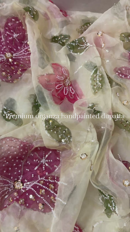 Hand-Painted Organza Designer Dupatta