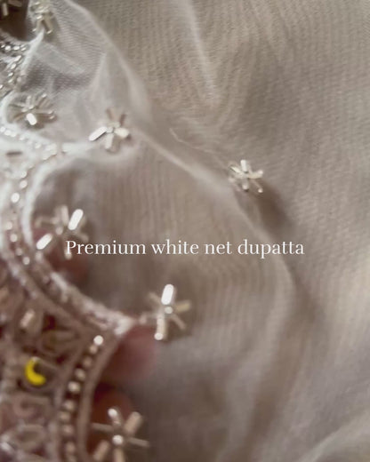 White Net Bridal Dupatta with Elegant Embroidery